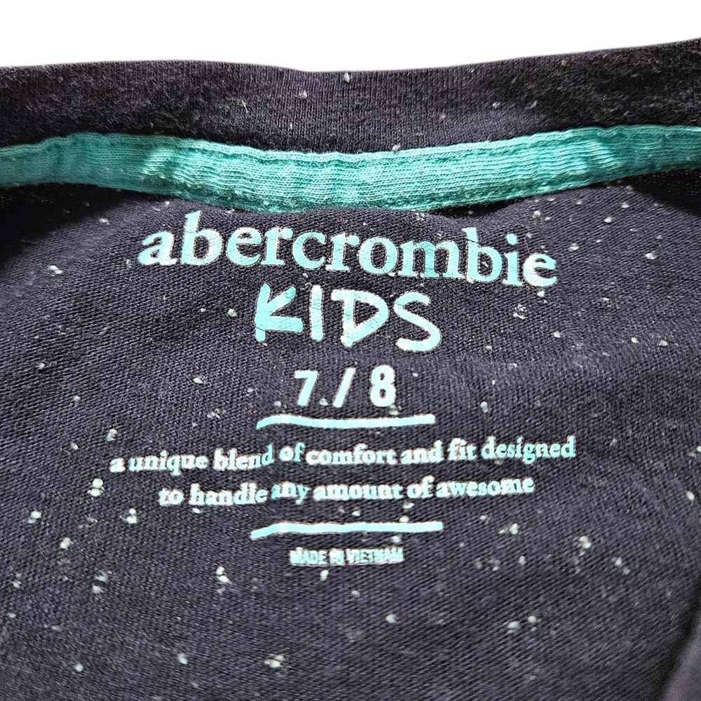 Abercrombie Kids Boys 7/8 V-Neck T-Shirt Lot 3 Blue Orange Black Logo Tees - Picture 3 of 12